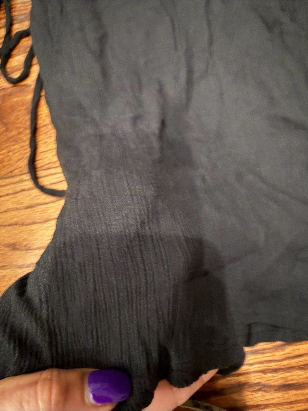 Urban Outfitters-Out from Under Black Wide-Leg Tie Detail Pants - Picture 2 of 7